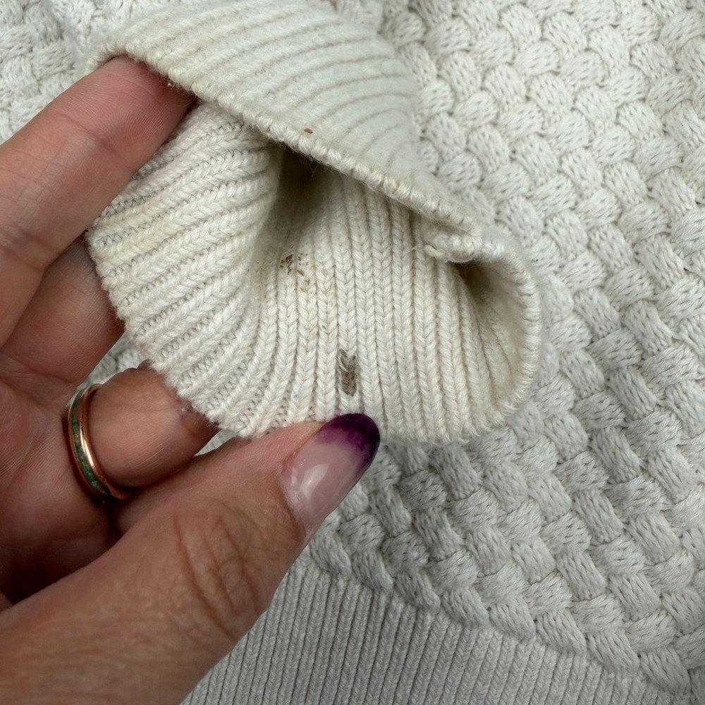 LL Bean Basketweave Knit Sweater Size S Boatneck Pullover Coastal Grandmother - Picture 9 of 10